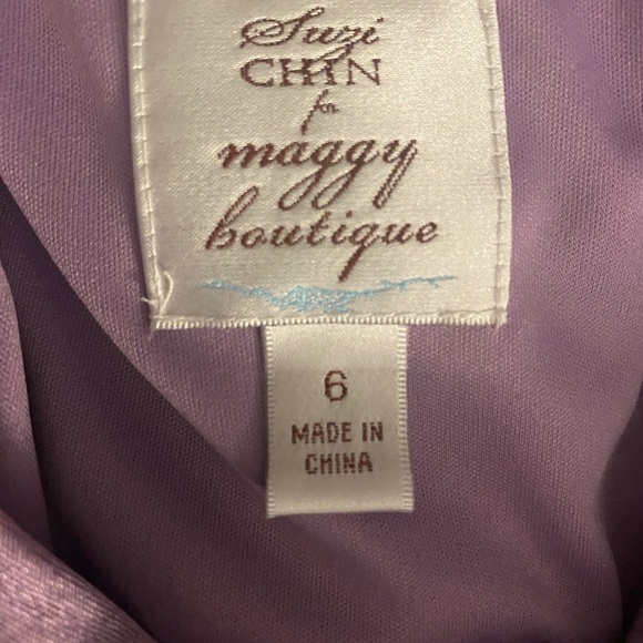 Suzy Chin for Maggy Boutique purple silk Asymmetrical straps dress Size 6 - Picture 2 of 4